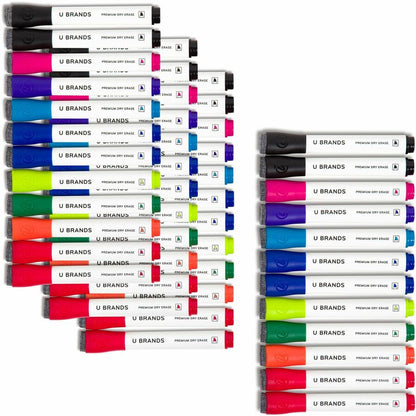 U Brands Dry Erase Marker, Assorted Ink, Dry, White Barrel, 48/Pack (UBR2924U0104)