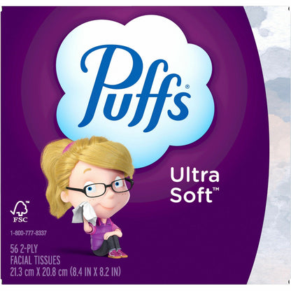 Puffs Ultra Soft Facial Tissue, 2 Ply, 8.20" x 8.40", White, 56/Box, 24/Carton (PGC35038CT)