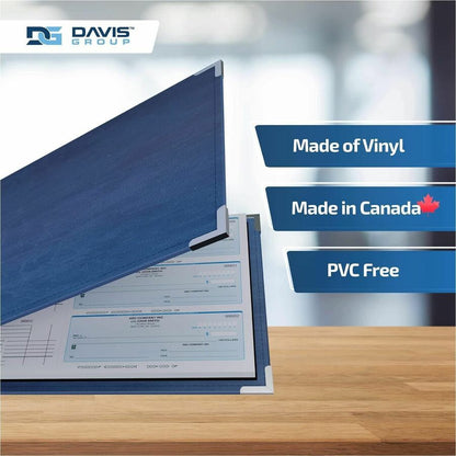 Davis Group Premium 3-Up Business Checkbook Binder, Navy Blue, 200 Sheet Capacity, 7 Ring, Pocket: Internal, Vinyl, Pocket (DGC3UPAM72)