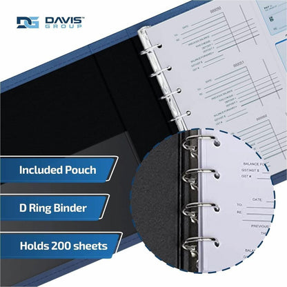 Davis Group Premium 3-Up Business Checkbook Binder, Navy Blue, 200 Sheet Capacity, 7 Ring, Pocket: Internal, Vinyl, Pocket (DGC3UPAM72)