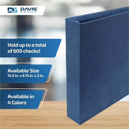 Davis Group Premium 3-Up Business Checkbook Binder, Navy Blue, 200 Sheet Capacity, 7 Ring, Pocket: Internal, Vinyl, Pocket (DGC3UPAM72)