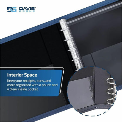 Davis Group Premium 3-Up Business Checkbook Binder, Navy Blue, 200 Sheet Capacity, 7 Ring, Pocket: Internal, Vinyl, Pocket (DGC3UPAM72)
