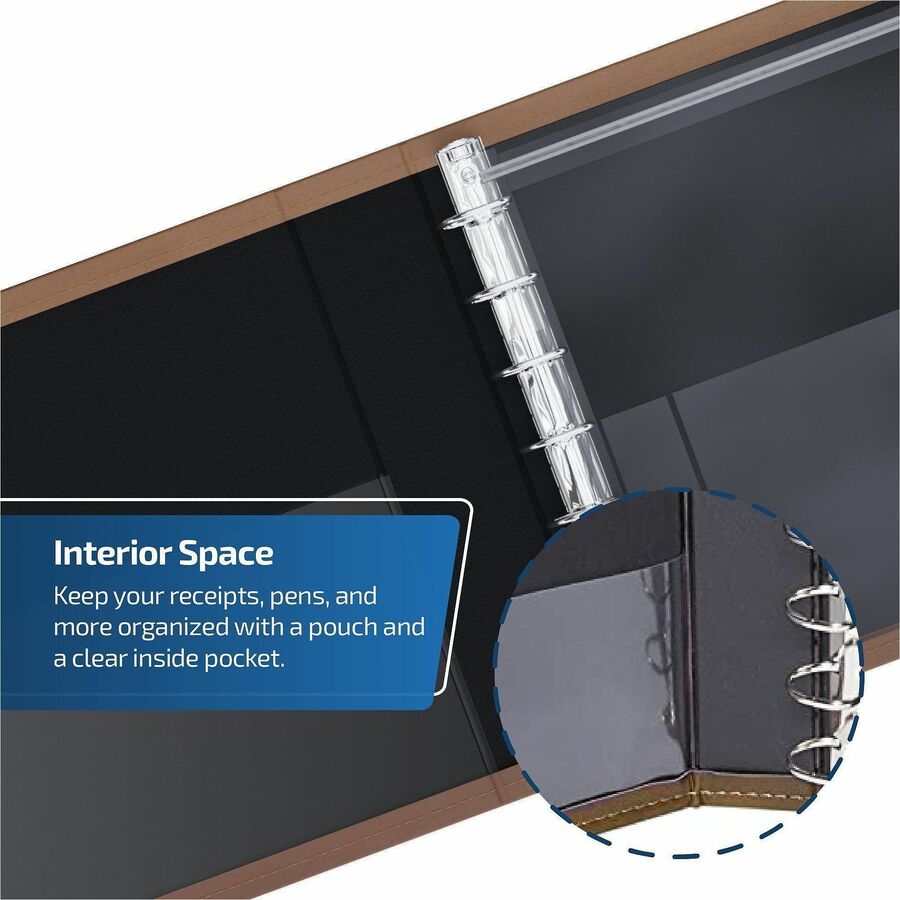 Davis Group Premium 3-Up Business Checkbook Binder, 200 Sheet Capacity, 7 Ring, Pocket: Internal, Vinyl, Tan, Pocket (DGC3UPAM09)