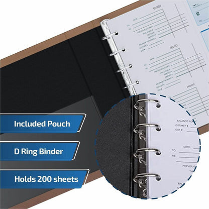 Davis Group Premium 3-Up Business Checkbook Binder, 200 Sheet Capacity, 7 Ring, Pocket: Internal, Vinyl, Tan, Pocket (DGC3UPAM09)