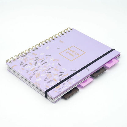 Pukka Pads Rochelle & Jess Notebook, 7 1/2" x 10", Black, Lilac, Gold Cover, 5 Subject(s), 100 Sheets, Ruled Margin, 3/Pack (PKP9917ROC)