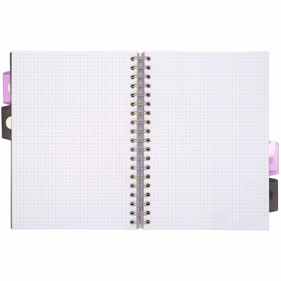 Pukka Pads Rochelle & Jess Notebook, 7 1/2" x 10", Black, Lilac, Gold Cover, 5 Subject(s), 100 Sheets, Ruled Margin, 3/Pack (PKP9917ROC)