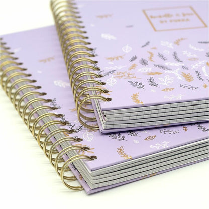 Pukka Pads Rochelle & Jess Notebook, 7 1/2" x 10", Black, Lilac, Gold Cover, 5 Subject(s), 100 Sheets, Ruled Margin, 3/Pack (PKP9917ROC)