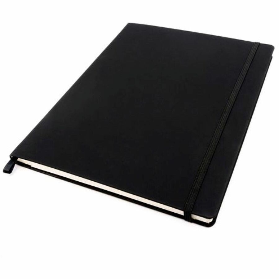 Pukka Pads Signature Notebook, 5 7/64" x 8 1/5", Black Vegan Leather Cover, 1 Subject(s), 96 Sheets, 192 Pages (PKP9940SIG)