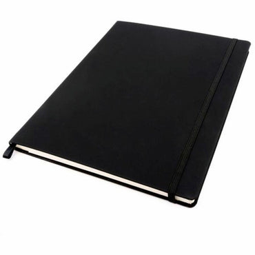 Pukka Pads Signature Notebook, 5 7/64" x 8 1/5", Black Vegan Leather Cover, 1 Subject(s), 96 Sheets, 192 Pages (PKP9940SIG)
