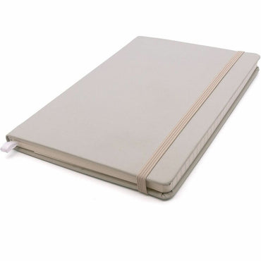 Pukka Pads Signature Notebook, 5 7/64" x 8 1/5", Oatmeal Vegan Leather Cover, 1 Subject(s), 96 Sheets, 192 Pages, A5 (PKP9941SIG)