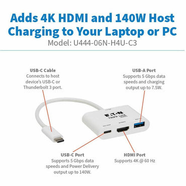 Tripp Lite series U444-06N-H4U-C3 HDMI/USB/USB-C Audio/Video Adapter (TRPU44406NH4UC3)