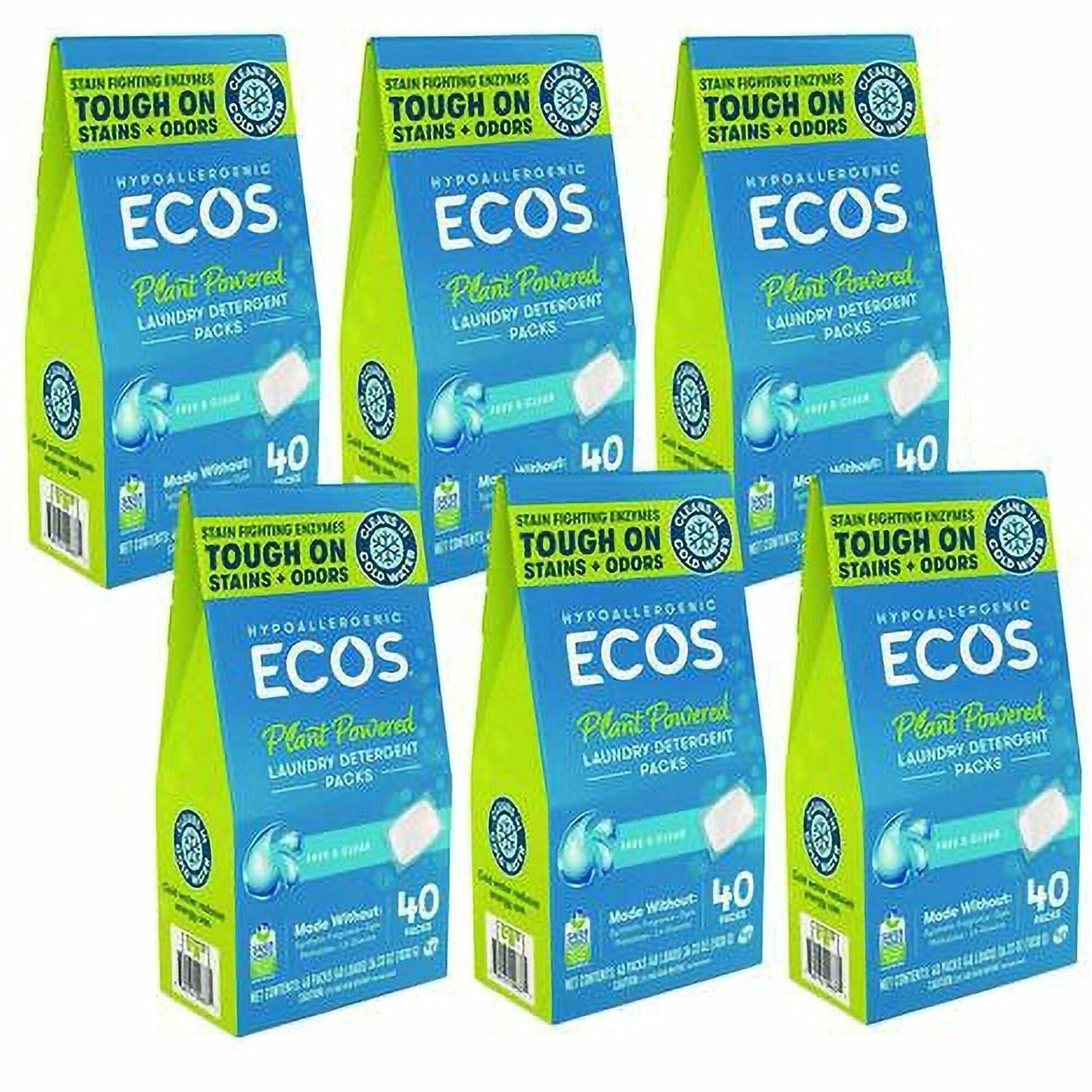 ECOS PRO All-in-1 Laundry Detergent Packs, 40 Packs/Box, 6/Carton (EOP963706)