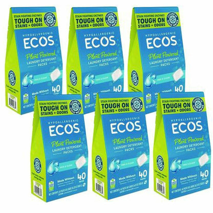 ECOS PRO All-in-1 Laundry Detergent Packs, 40 Packs/Box, 6/Carton (EOP963706)