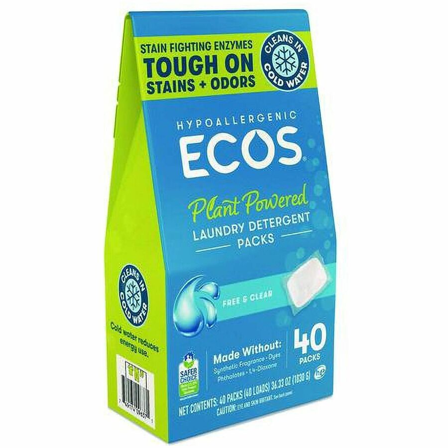 ECOS PRO All-in-1 Laundry Detergent Packs, 40 Packs/Box, 6/Carton (EOP963706)