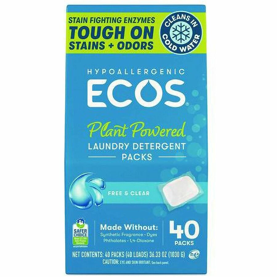 ECOS PRO All-in-1 Laundry Detergent Packs, 40 Packs/Box, 6/Carton (EOP963706)