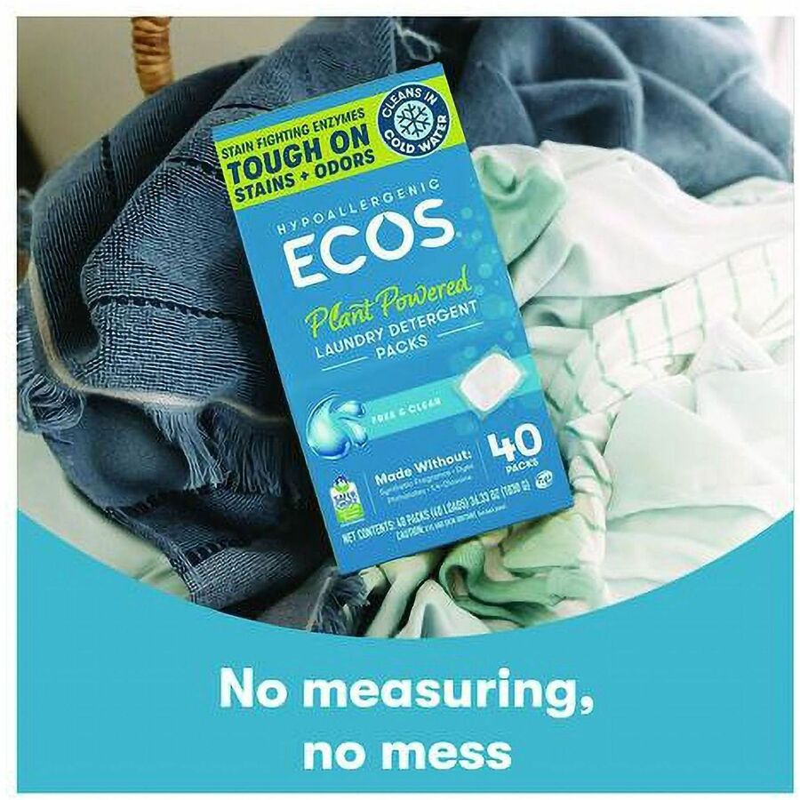 ECOS PRO All-in-1 Laundry Detergent Packs, 40 Packs/Box, 6/Carton (EOP963706)