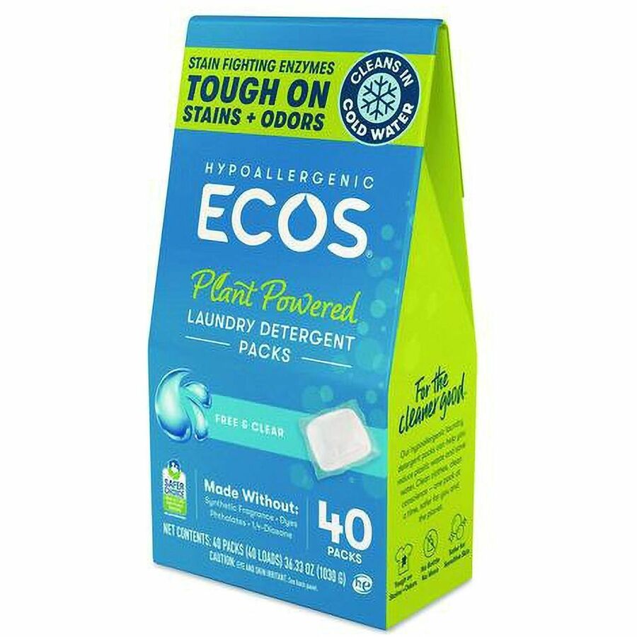 ECOS PRO All-in-1 Laundry Detergent Packs, 40 Packs/Box, 6/Carton (EOP963706)