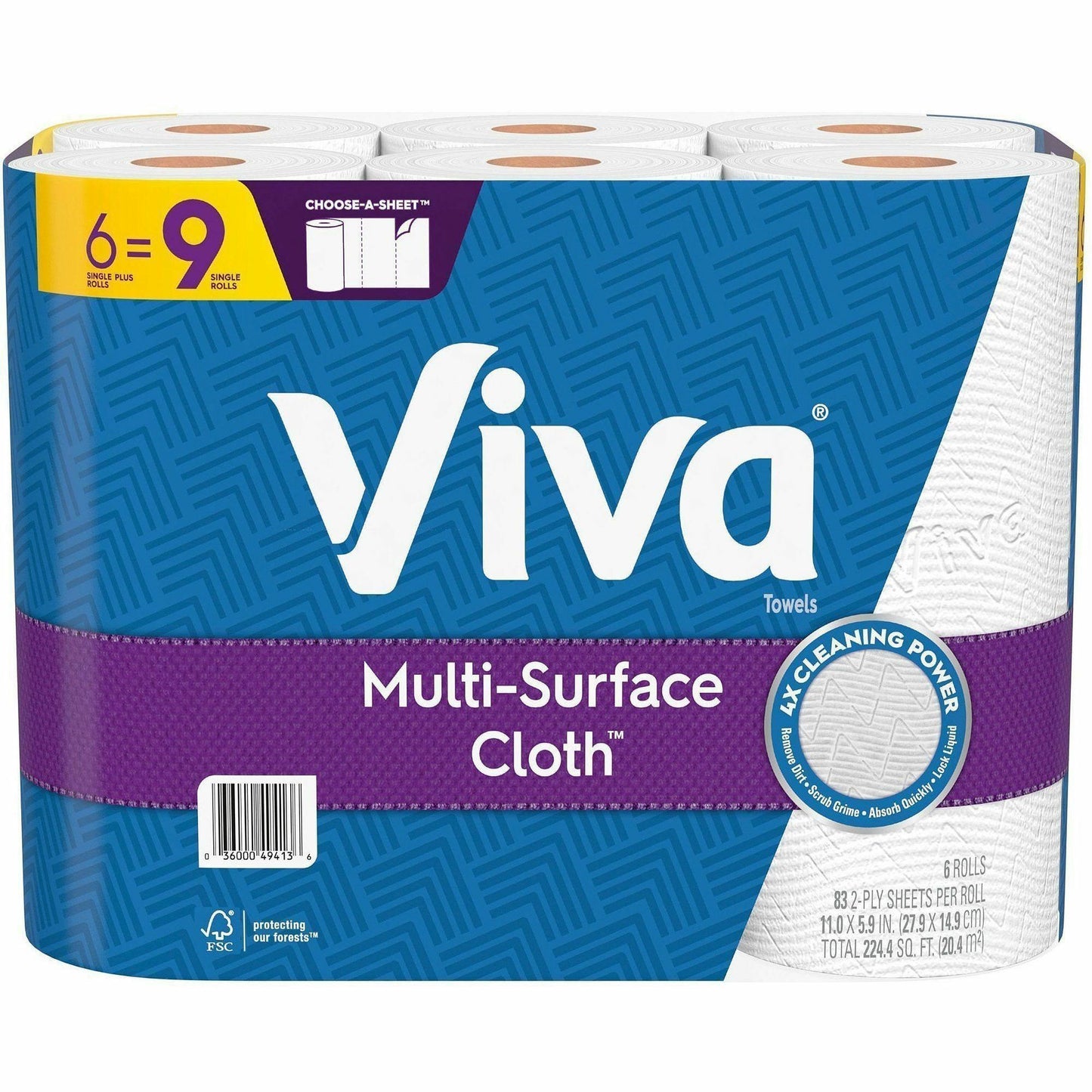 Viva Choose-A-Sheet Paper Towels, 1 Ply, 83 Sheets/Roll, 6/Pack, 4/Carton (KCC49413CT)