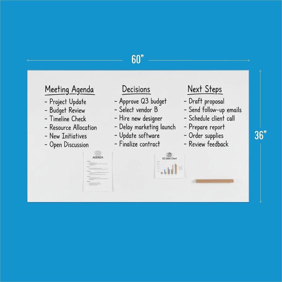 Lorell Loop Whiteboard, 60" (5 ft) Width x 36" (3 ft) Height, White Steel Surface (LLR69670)