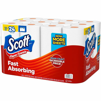 Scott Choose-A-Sheet Paper Towels, White, Fiber Paper, 12/Pack (KCC56672)