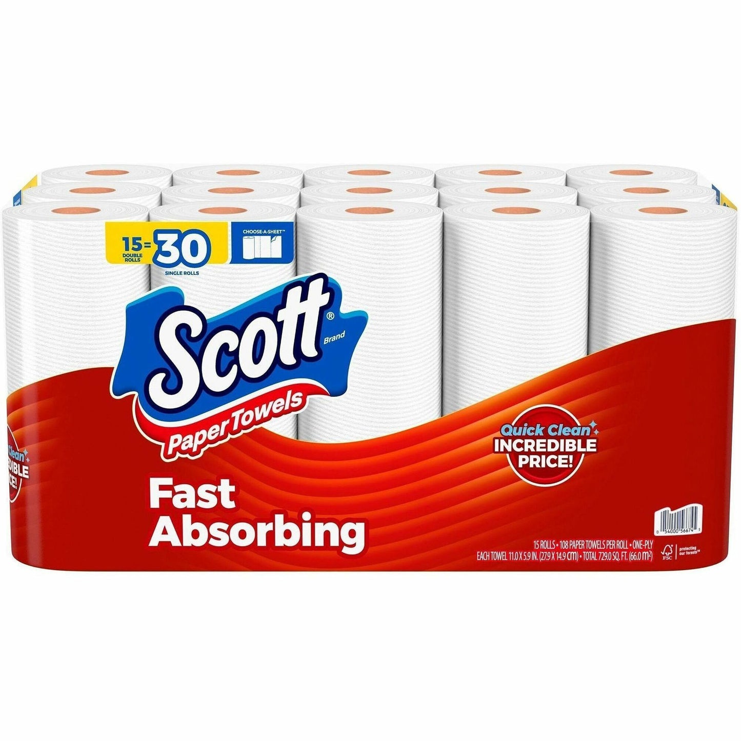 Scott Choose-A-Sheet Paper Towels, 15/Pack (KCC56674)