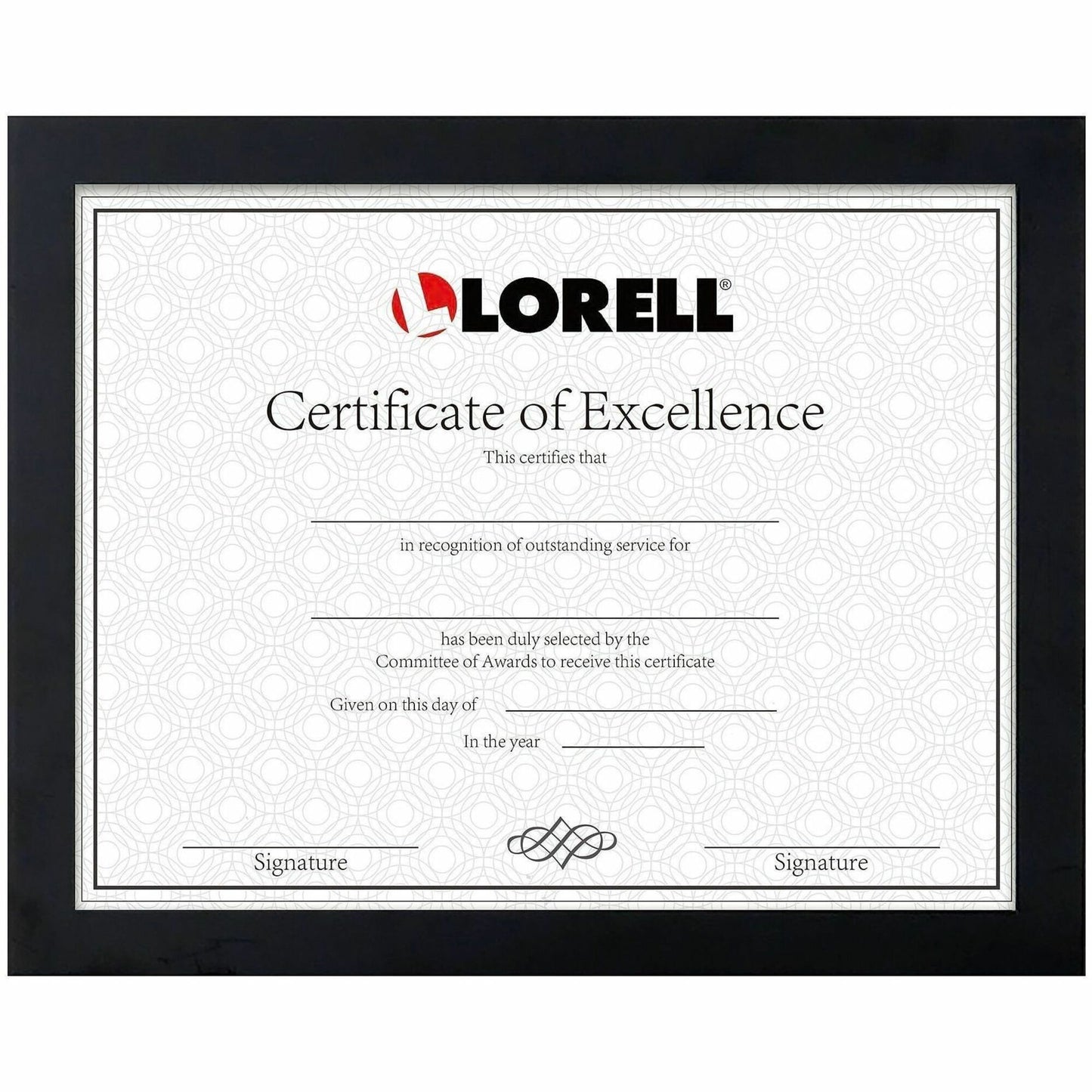 Lorell Certificate Frame, 8.50" x 11" Frame Size, Flat Edge, Black (LLR49418)
