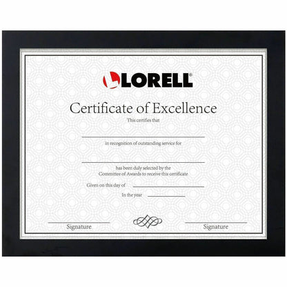 Lorell Certificate Frame, 8.50" x 11" Frame Size, Flat Edge, Black (LLR49418)
