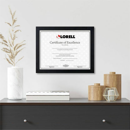 Lorell Certificate Frame, 8.50" x 11" Frame Size, Flat Edge, Black (LLR49418)
