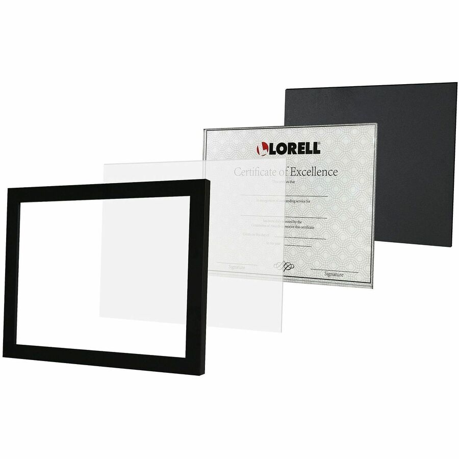 Lorell Certificate Frame, 8.50" x 11" Frame Size, Flat Edge, Black (LLR49418)