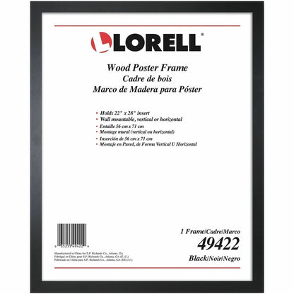 Lorell Solid Wood Poster Frame, 22" x 28", Black (LLR49422)