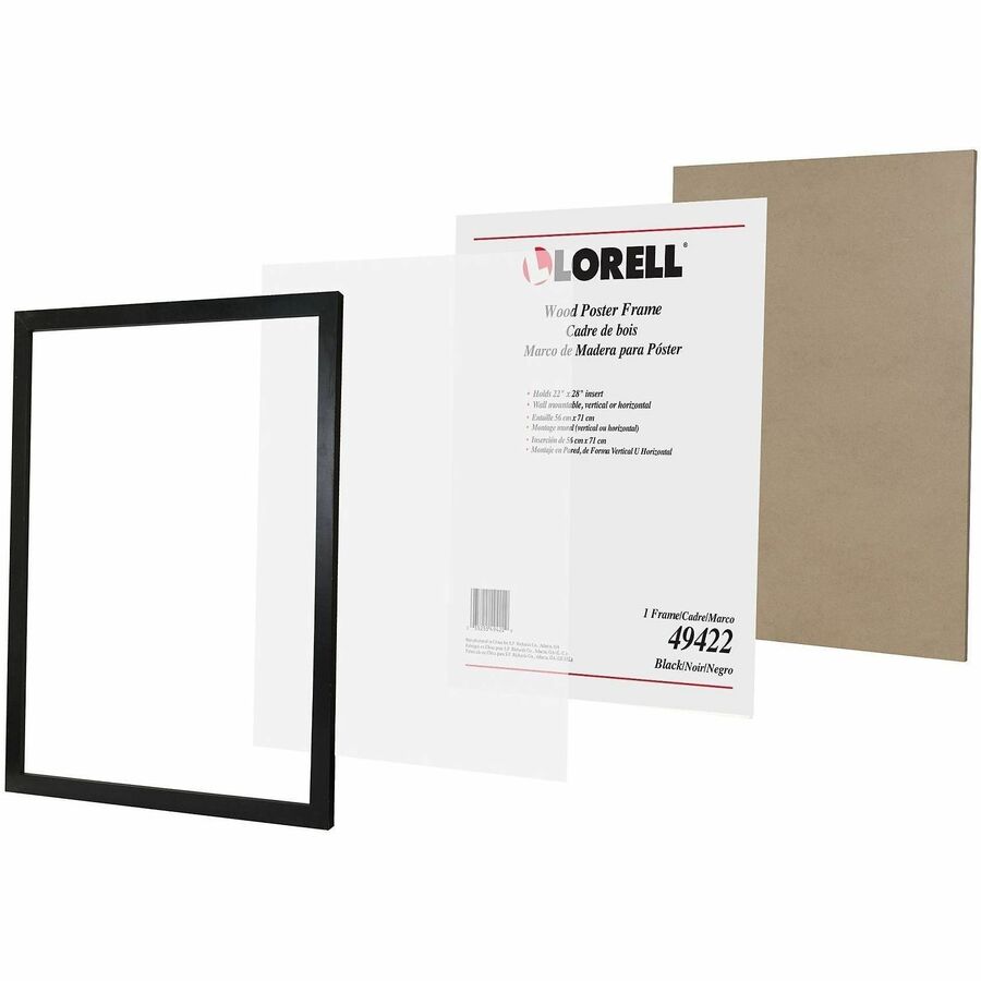 Lorell Solid Wood Poster Frame, 22" x 28", Black (LLR49422)
