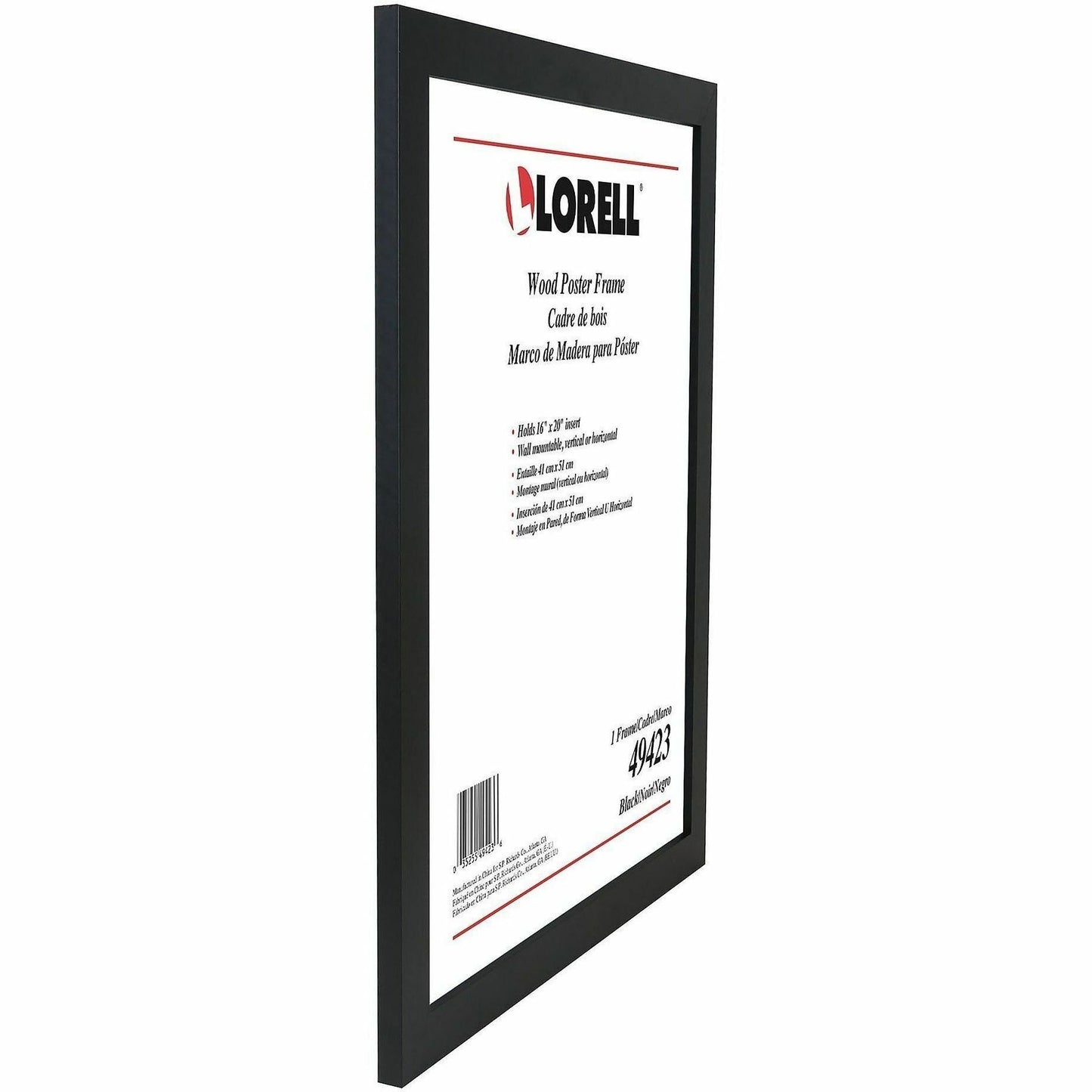 Lorell Poster Frame, 16" x 20" Frame Size, Black (LLR49423)