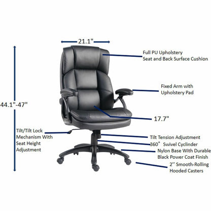 Lorell Black Base Leather High-back Chair, Black (LLR59435)