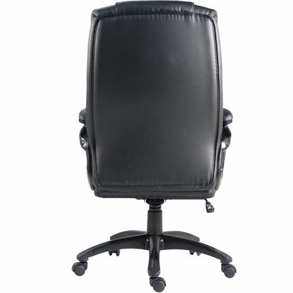 Lorell Black Base Leather High-back Chair, Black (LLR59435)
