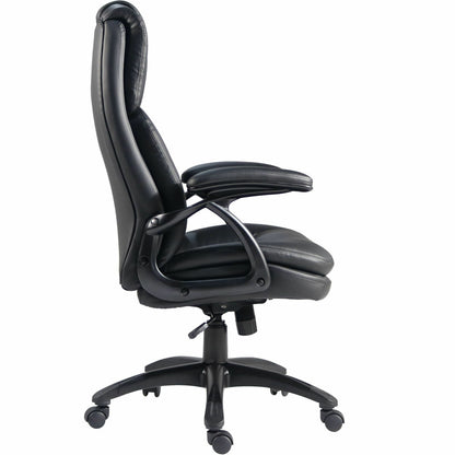 Lorell Black Base Leather High-back Chair, Black (LLR59435)