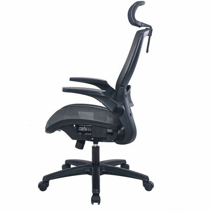 Lorell Lanser All-Mesh Chair with Flip-Up Arms, Black (LLR63211)