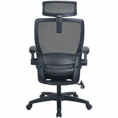 Lorell Lanser All-Mesh Chair with Flip-Up Arms, Black (LLR63211)