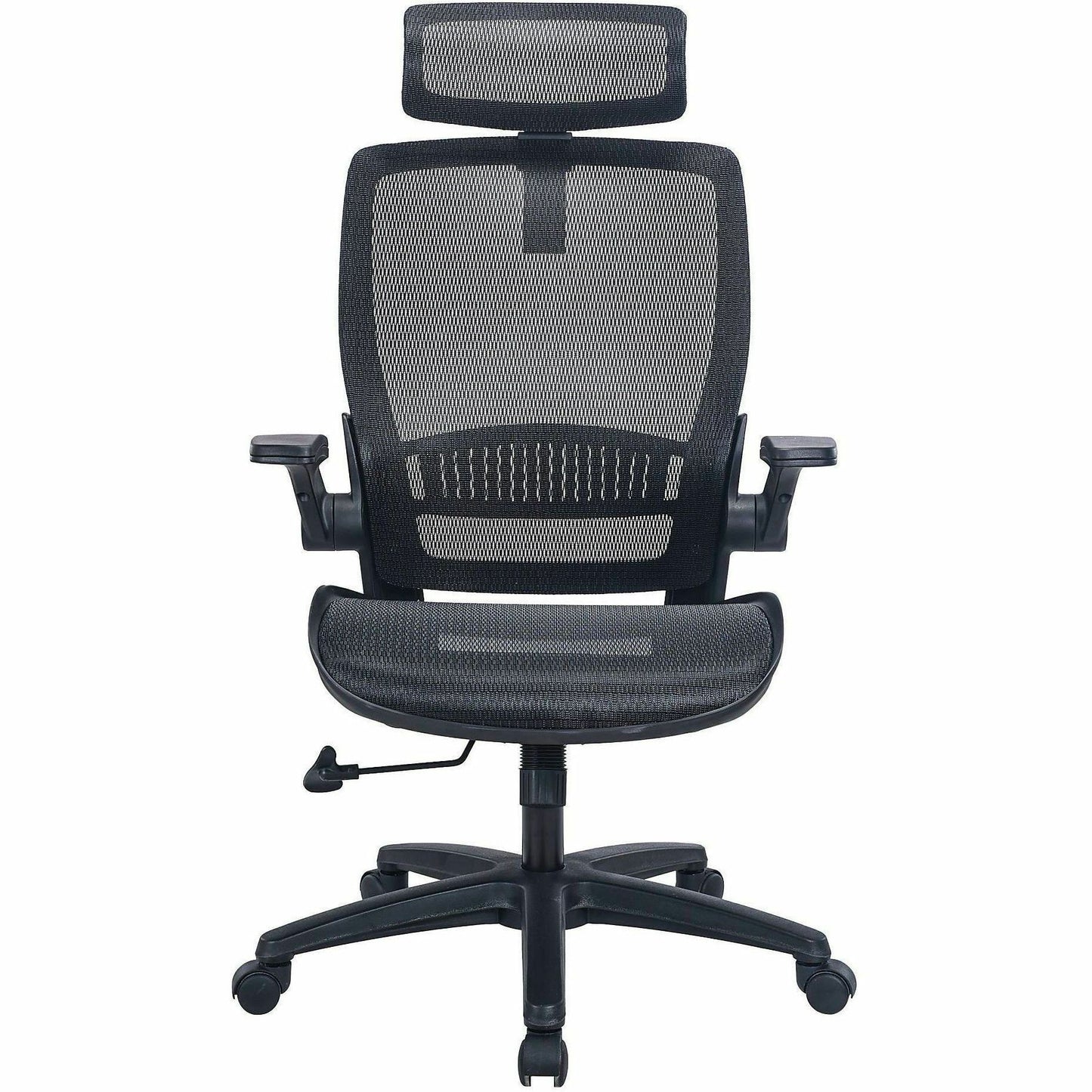 Lorell Lanser All-Mesh Chair with Flip-Up Arms, Black (LLR63211)