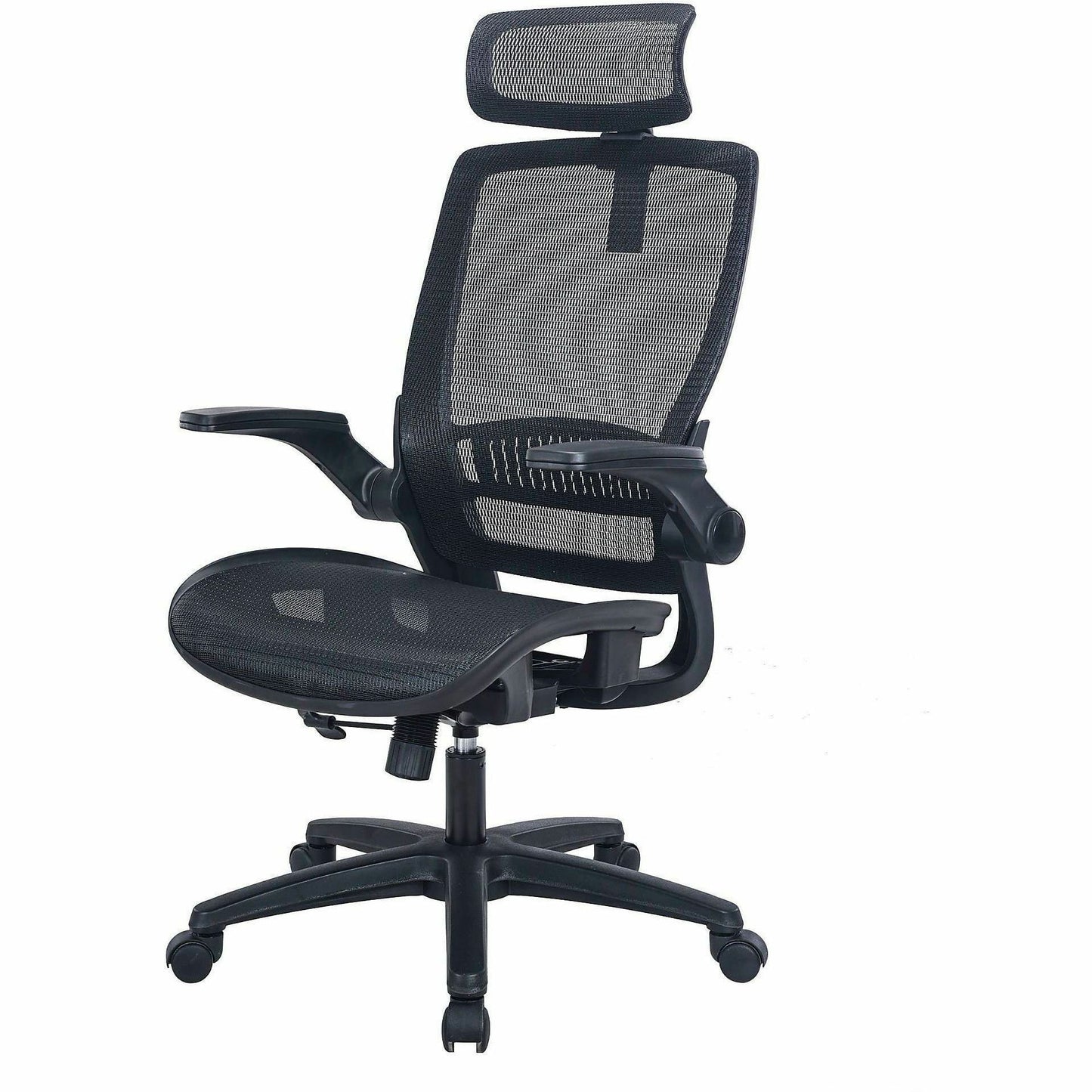Lorell Lanser All-Mesh Chair with Flip-Up Arms, Black (LLR63211)