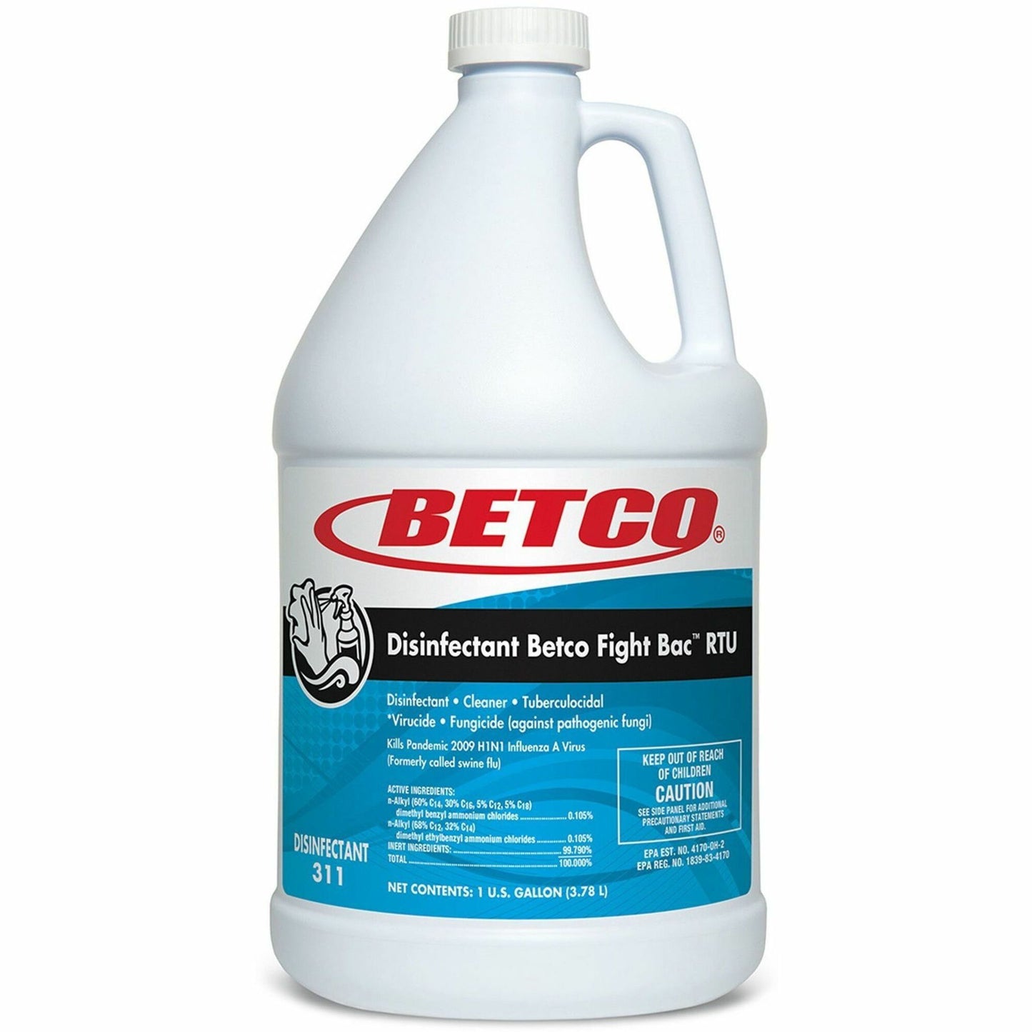 Betco Fight-Bac RTU Disinfectant Cleaner, 128 fl oz, 11.7 pH, Citrus Floral Scent, 4/Carton (BET3110400CT)
