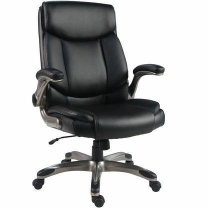 Lorell Sera High-Back Manager Chair w/ Flip-up Armrest, Black (LLR63271)