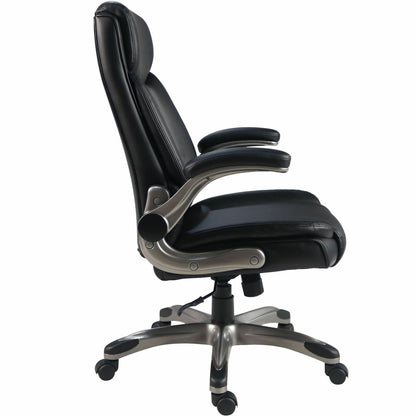 Lorell Sera High-Back Manager Chair w/ Flip-up Armrest, Black (LLR63271)