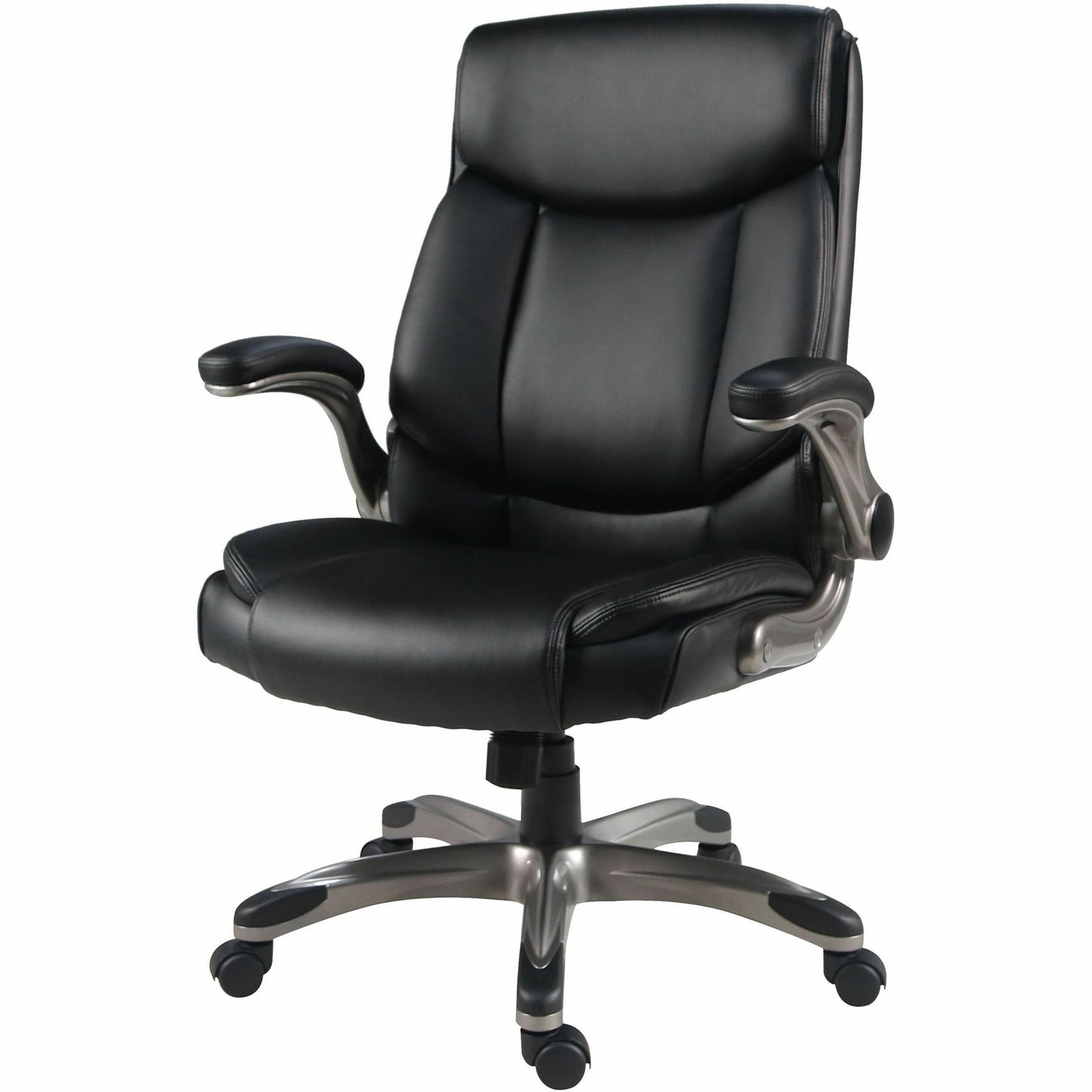 Lorell Sera High-Back Manager Chair w/ Flip-up Armrest, Black (LLR63271)