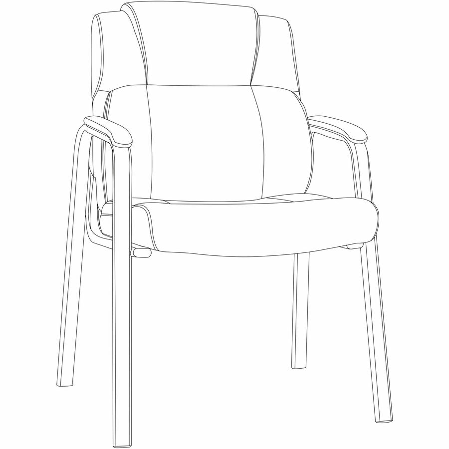 Lorell Cushioned Low-Back Guest Chair, Polyurethane Seat Material, Polyurethane Back Material, Steel Frame Material, Low Back, Four-legged Base, Black, Vinyl, Armrest (LLR59436)