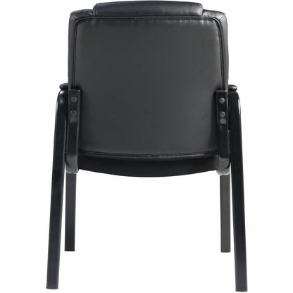 Lorell Cushioned Low-Back Guest Chair, Polyurethane Seat Material, Polyurethane Back Material, Steel Frame Material, Low Back, Four-legged Base, Black, Vinyl, Armrest (LLR59436)