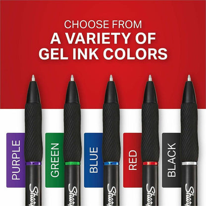 Sharpie S-Gel Fashion Barrel Gel Pen, Retractable, Medium 0.7 mm, Black Ink, Violet Barrel, 4/Pack (SAN2195670)