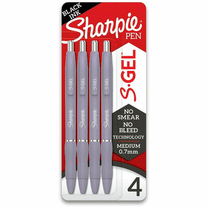 Sharpie S-Gel Fashion Barrel Gel Pen, Retractable, Medium 0.7 mm, Black Ink, Violet Barrel, 4/Pack (SAN2195670)