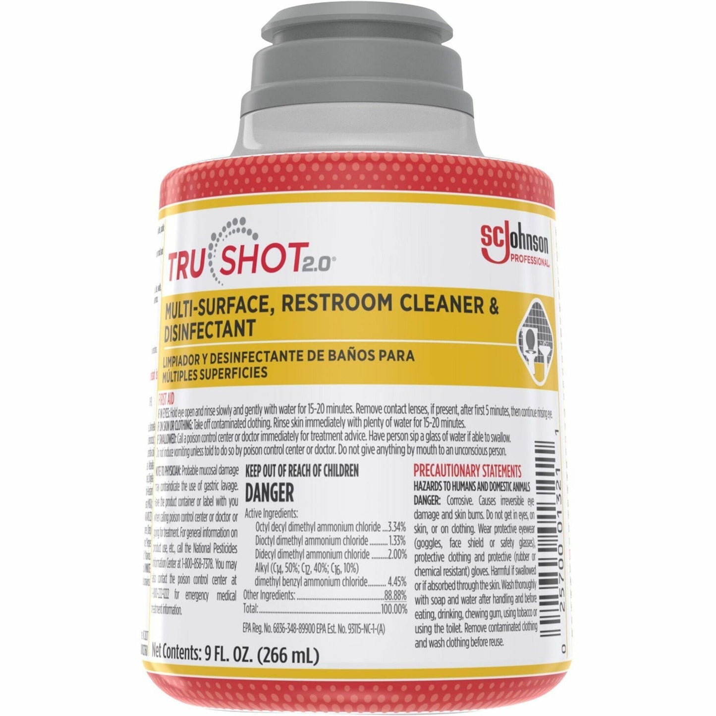 TruShot 2.0 Restroom Cleaner, 9 fl oz, Disinfectant, 4/Carton (SJN379850CT)