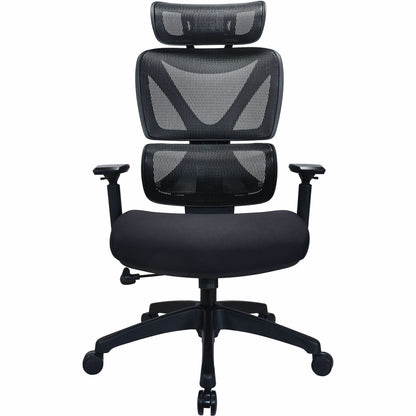 Lorell Xavier Mesh High-Back Chair with Articulating Lumbar, Black (LLR84397)