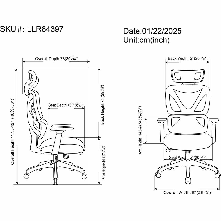 Lorell Xavier Mesh High-Back Chair with Articulating Lumbar, Black (LLR84397)